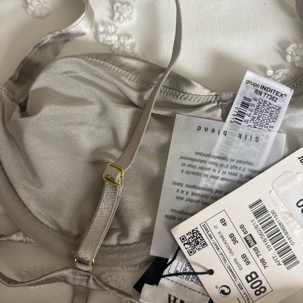 Zara Metallic Gray Satin Bra - Picture 4 of 4